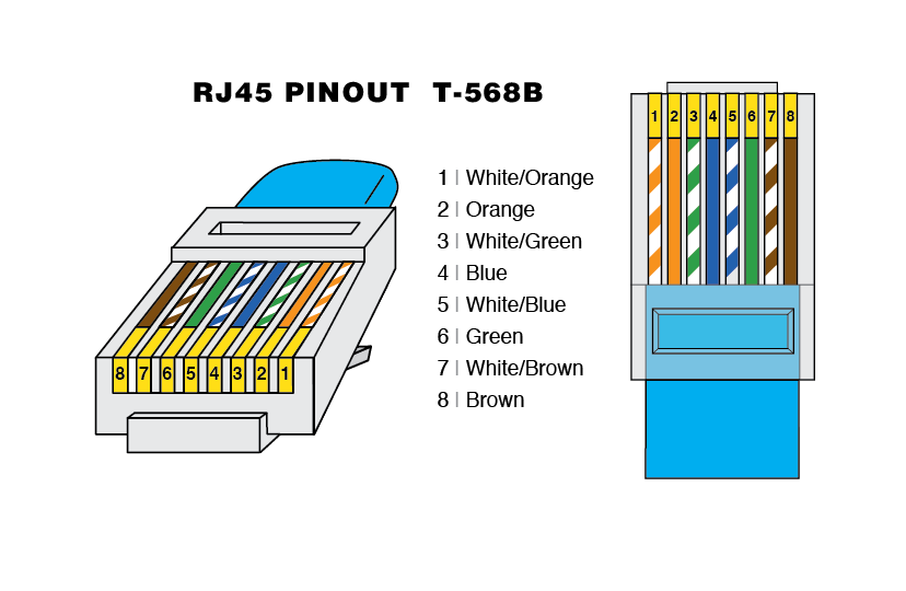 Ethernet RJ45 Connector Pinout Diagram | Warehouse Cables